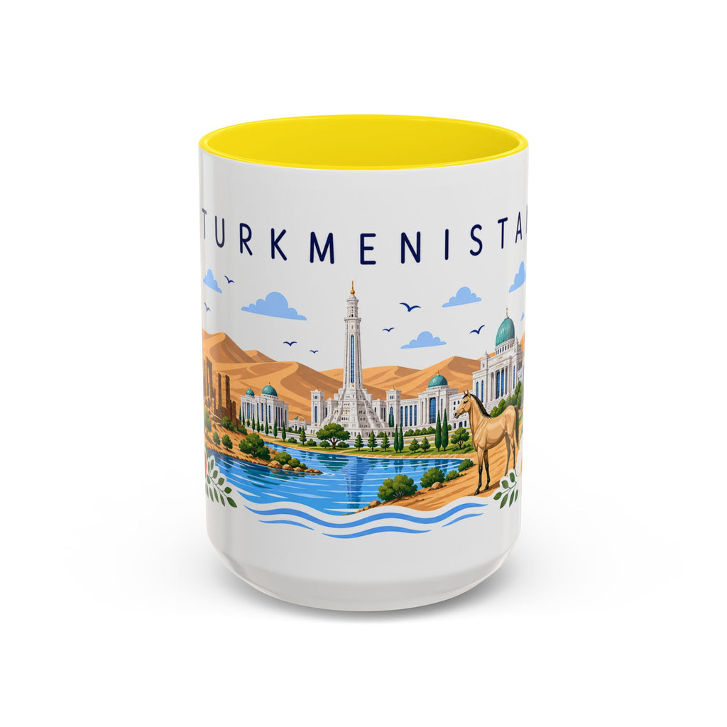 Turkmenistan Coffee Mug | Travel Souvenir Accent Mug | Place Gift Ceramic Cup 11oz 15oz