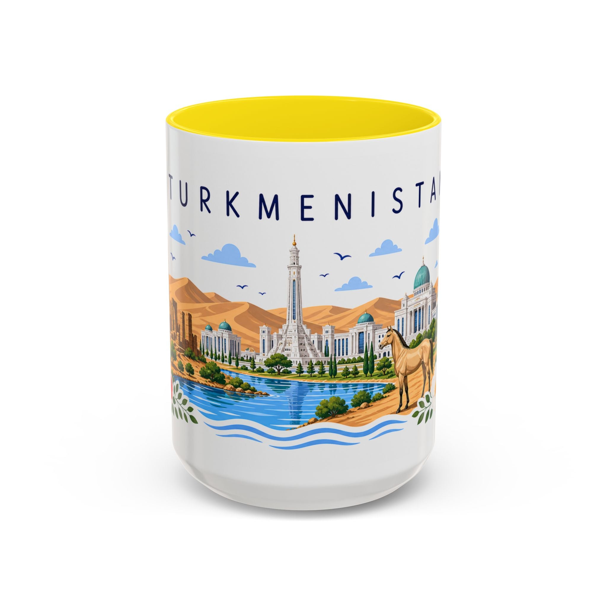Turkmenistan Coffee Mug | Travel Souvenir Accent Mug | Place Gift Ceramic Cup 11oz 15oz
