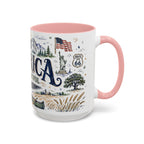 America the Beautiful Coffee Mug | Patriotic USA Gift | Accent Color Ceramic 11oz 15oz