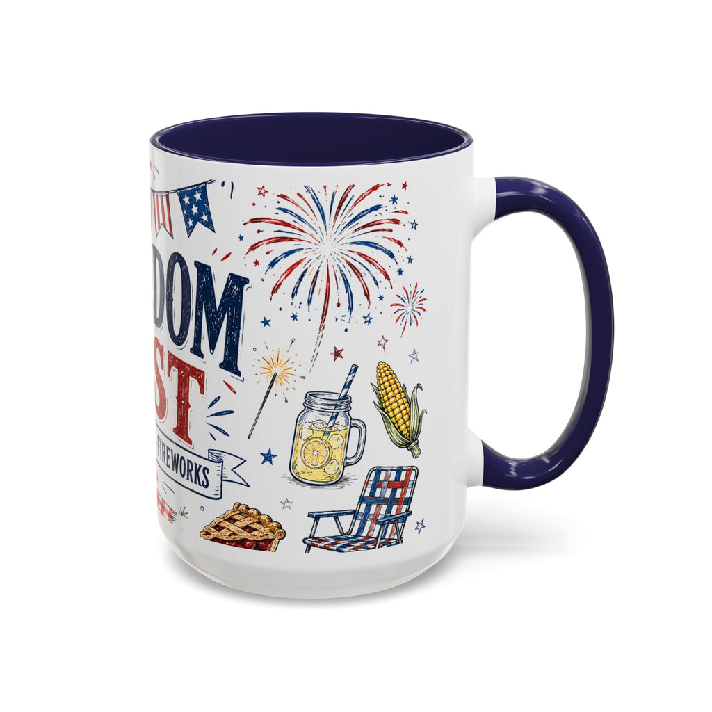 Freedom Fest Coffee Mug | Grill Chill Fireworks 4th of July | Accent Color Ceramic 11oz 15oz
