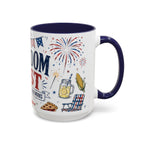 Freedom Fest Coffee Mug | Grill Chill Fireworks 4th of July | Accent Color Ceramic 11oz 15oz