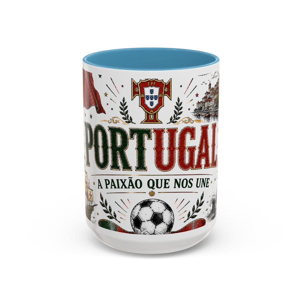 Portugal Soccer Coffee Mug | World Cup Fan Gift | Accent Color Ceramic 11oz 15oz Match Day Cup