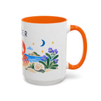 Cancer Zodiac Coffee Mug | Crab and Coastal Design | Astrology Birthday Gift | 11 oz 15 oz Ceramic Accent Mug