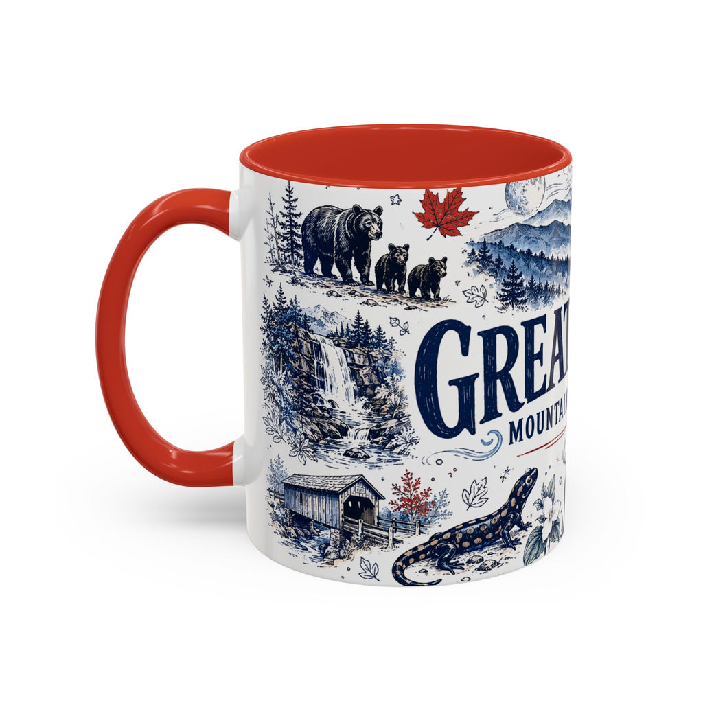 Great Smoky Mountains Coffee Mug | National Park Hiking Gift | Accent Color Ceramic 11oz 15oz