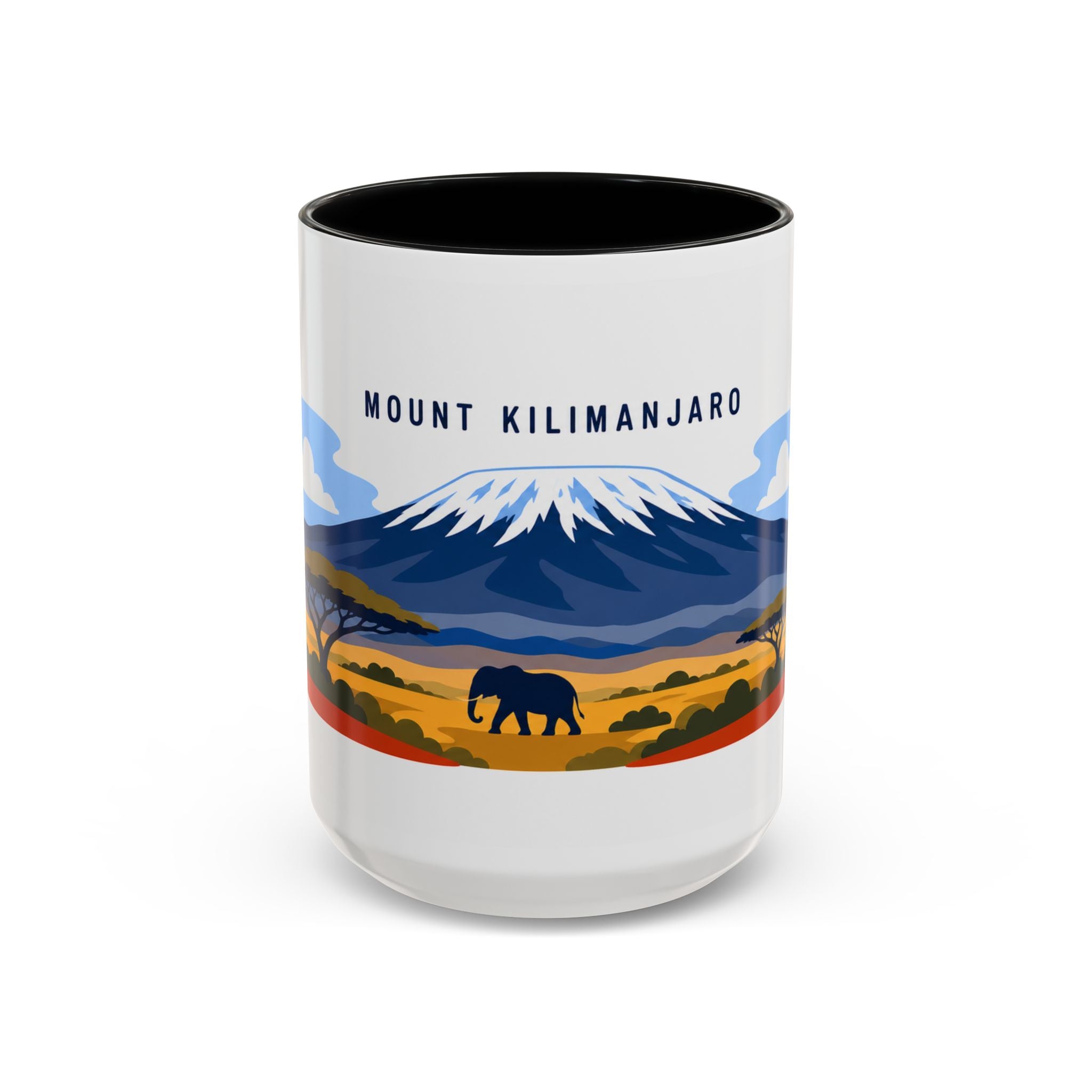 Mount Kilimanjaro Coffee Mug | Travel Destination Souvenir Gift | Accent Color Ceramic 11oz 15oz