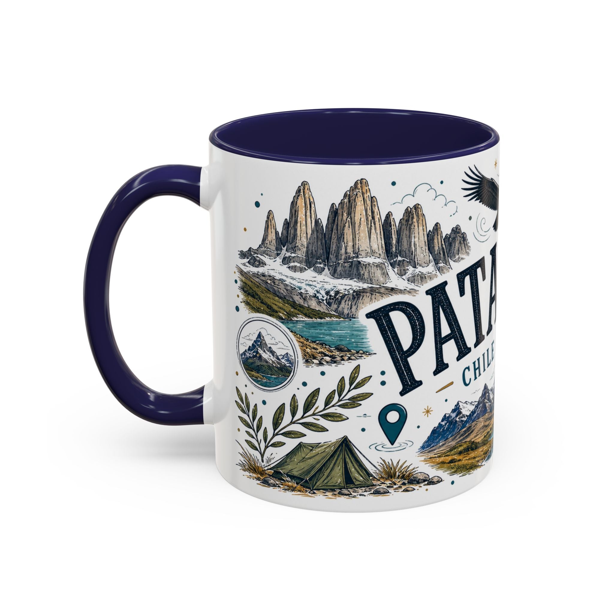 Patagonia Coffee Mug | Travel Destination Souvenir Gift | Accent Color Ceramic 11oz 15oz
