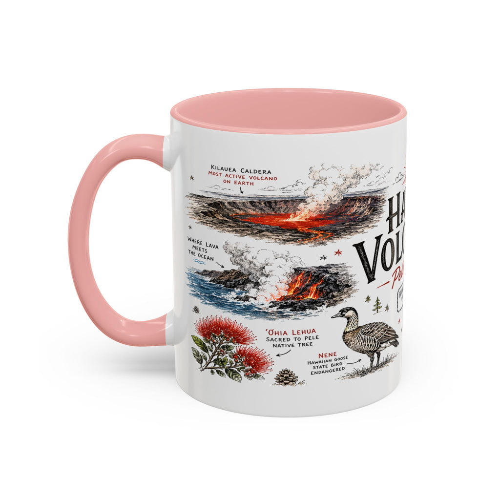Hawaii Volcanoes National Park Coffee Mug | Hawaii Big Island Lava Volcano Gift | Accent Color Ceramic 11oz 15oz
