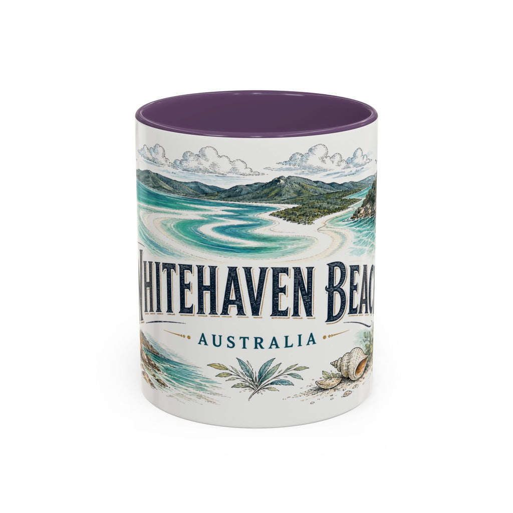 Whitehaven Beach Mug, Australia Travel Souvenir, Bucket List Gift, Accent Ceramic Coffee Mug 11oz 15oz