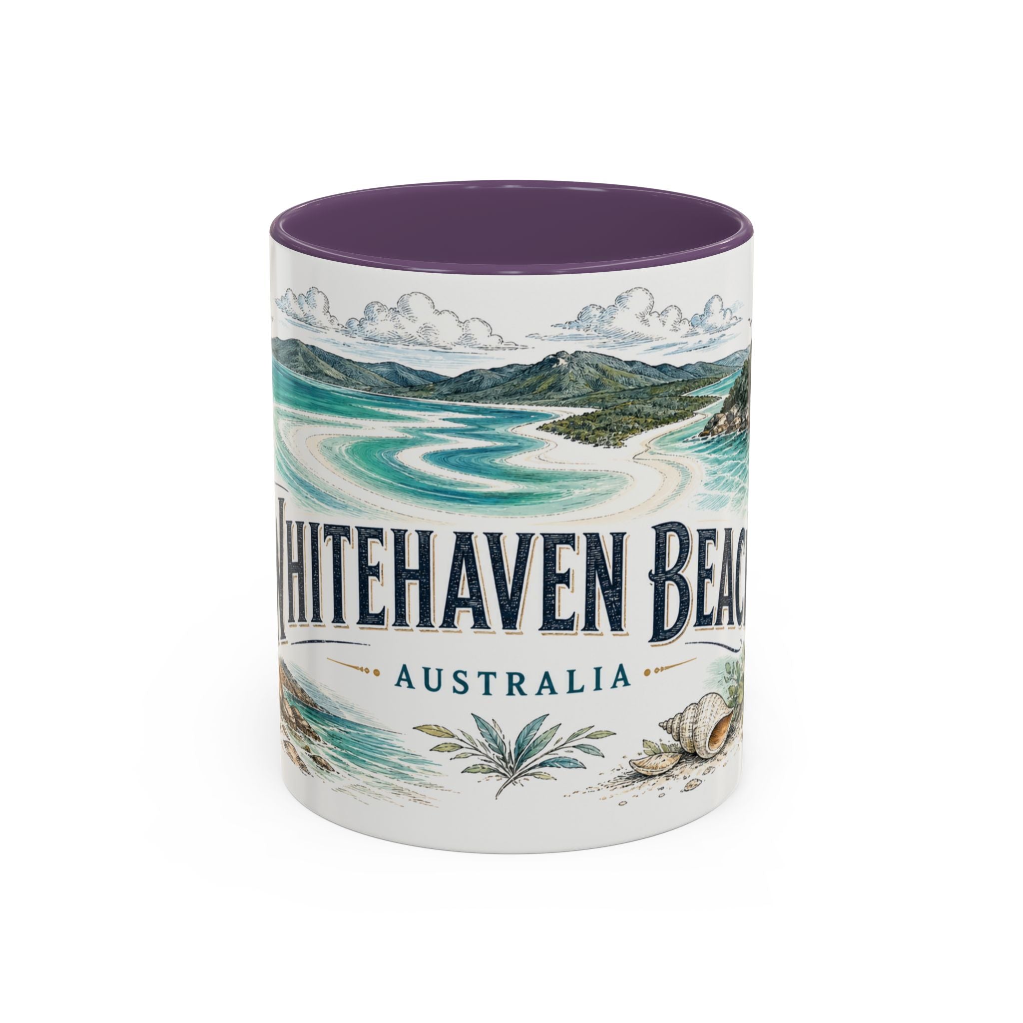 Whitehaven Beach Mug, Australia Travel Souvenir, Bucket List Gift, Accent Ceramic Coffee Mug 11oz 15oz