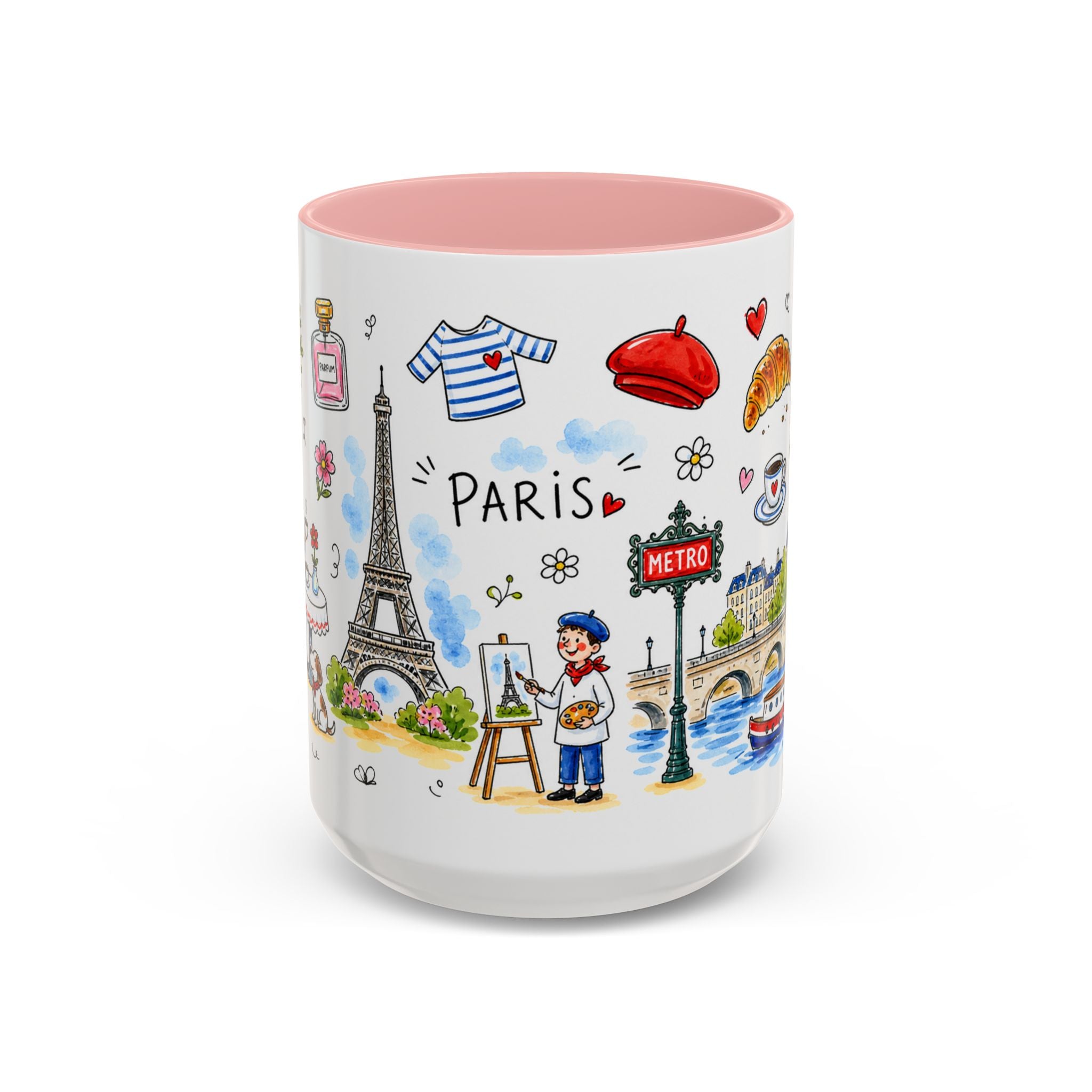 Paris Travel Mug | European City Souvenir Accent Coffee Mug | 11oz 15oz Ceramic Cup