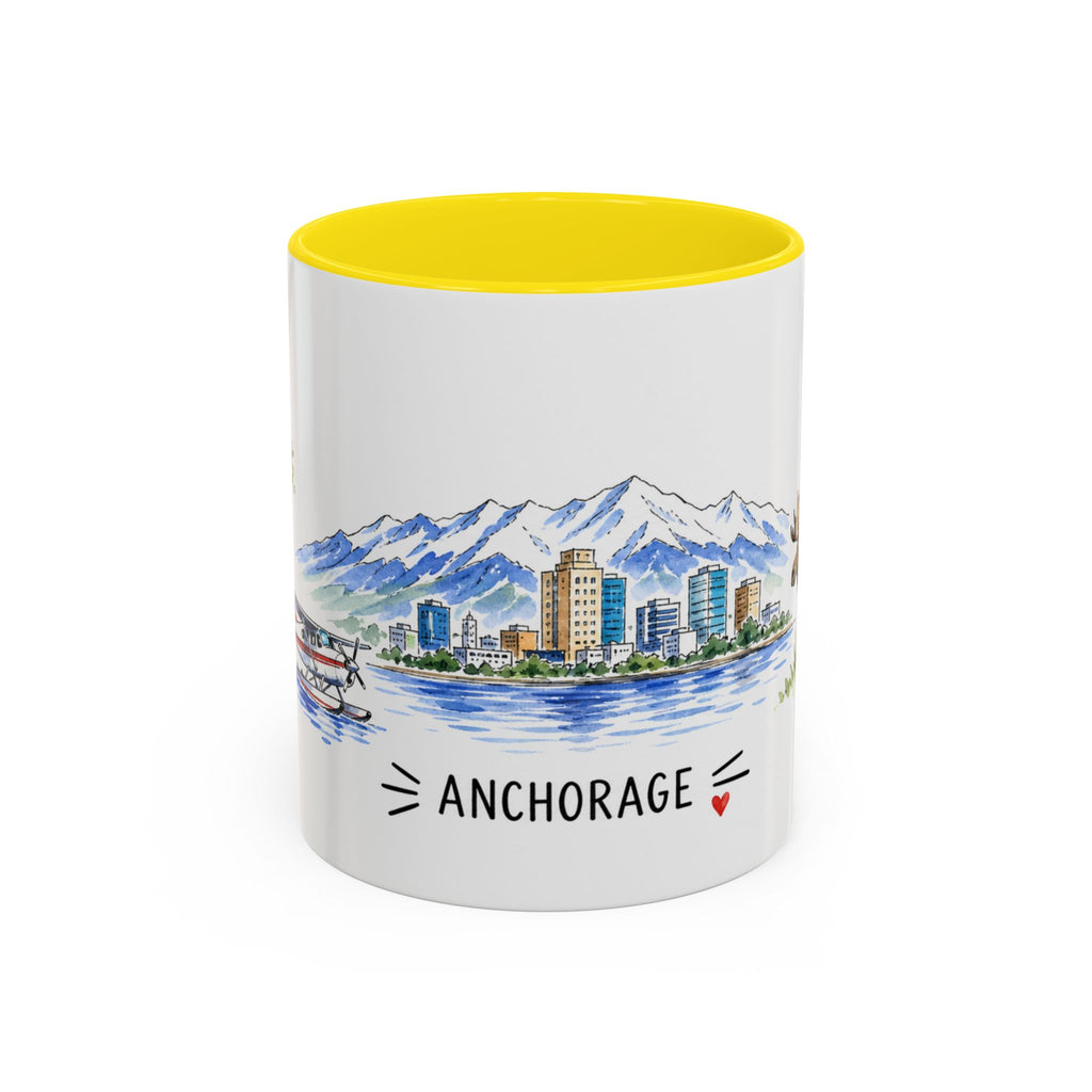 Anchorage Illustrated Travel Mug | City Souvenir Accent Coffee Mug | 11oz 15oz Ceramic Cup