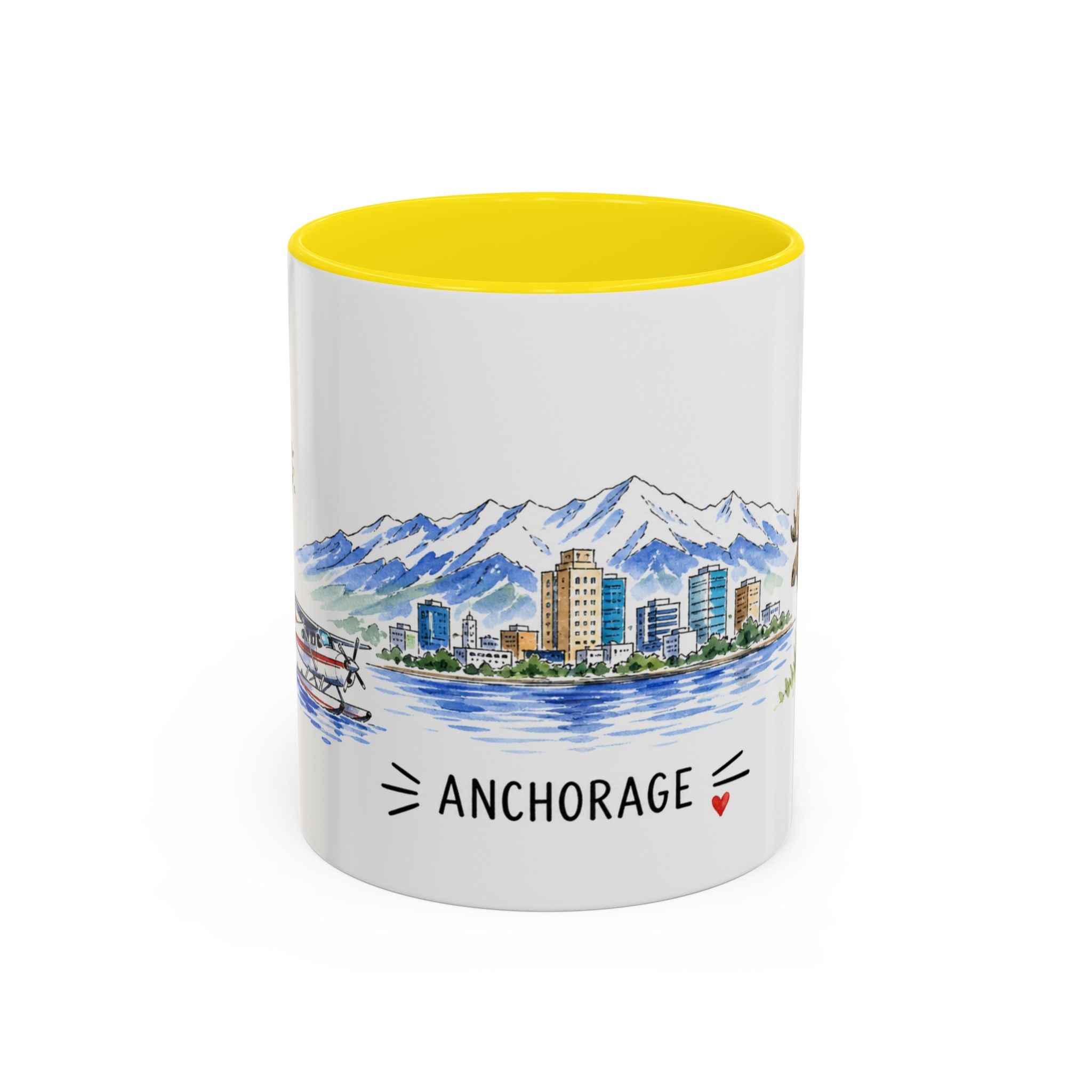 Anchorage Illustrated Travel Mug | City Souvenir Accent Coffee Mug | 11oz 15oz Ceramic Cup