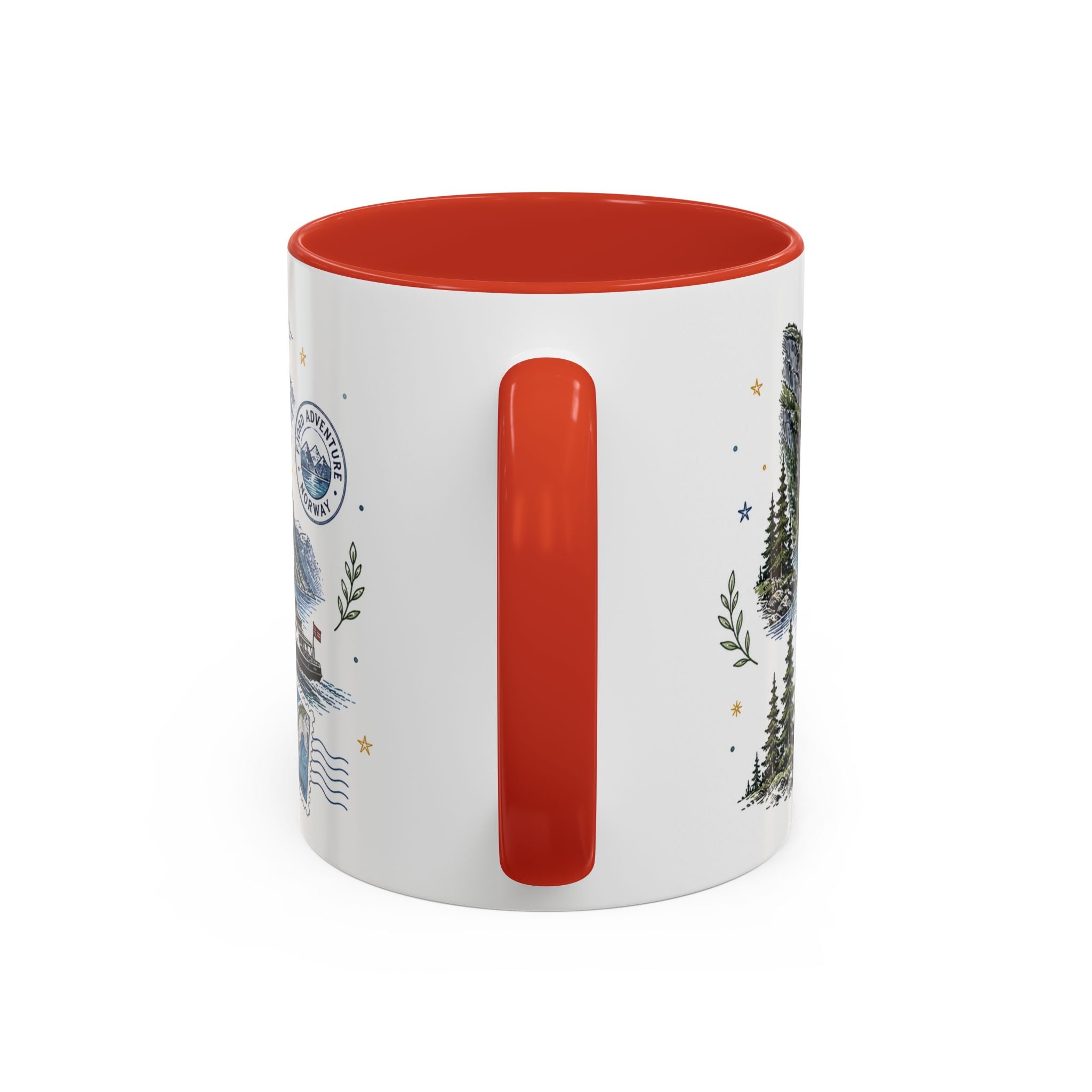 Norwegian Fjords Coffee Mug | Travel Destination Souvenir Gift | Accent Color Ceramic 11oz 15oz