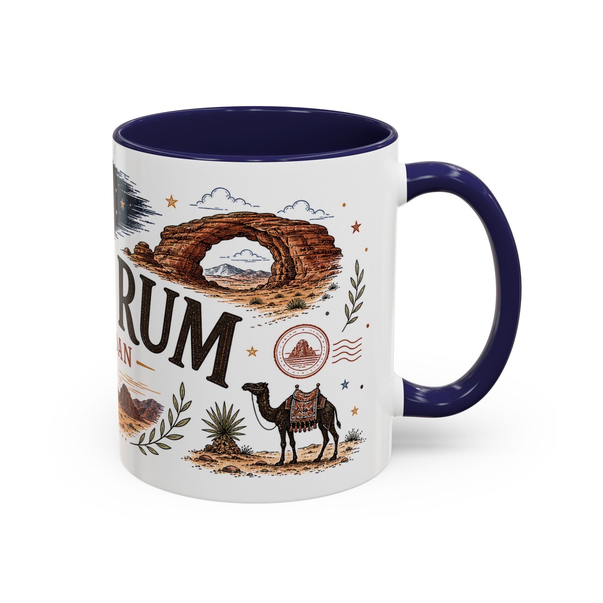 Wadi Rum Coffee Mug | Travel Destination Souvenir Gift | Accent Color Ceramic 11oz 15oz