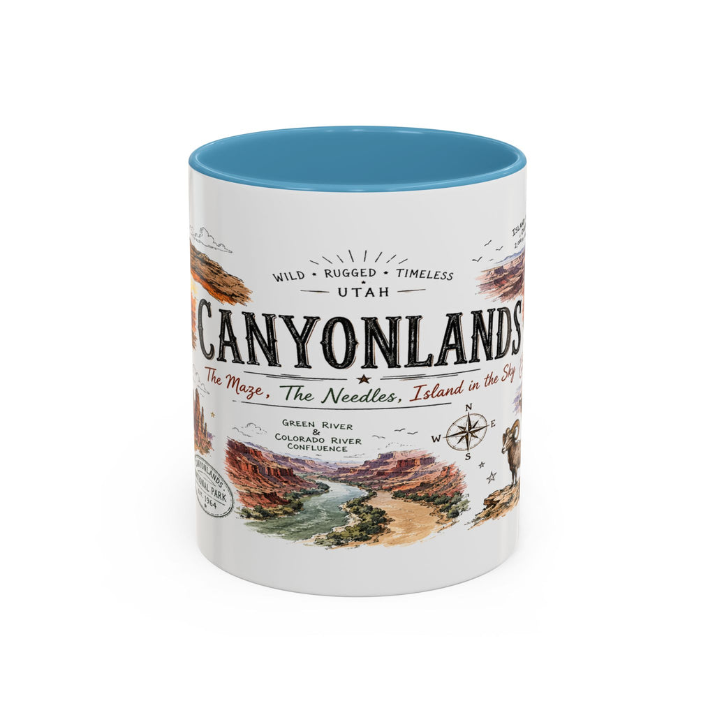 Canyonlands National Park Coffee Mug | Utah Red Rock Desert River Gift | Accent Color Ceramic 11oz 15oz