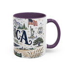 America the Beautiful Coffee Mug | Patriotic USA Gift | Accent Color Ceramic 11oz 15oz