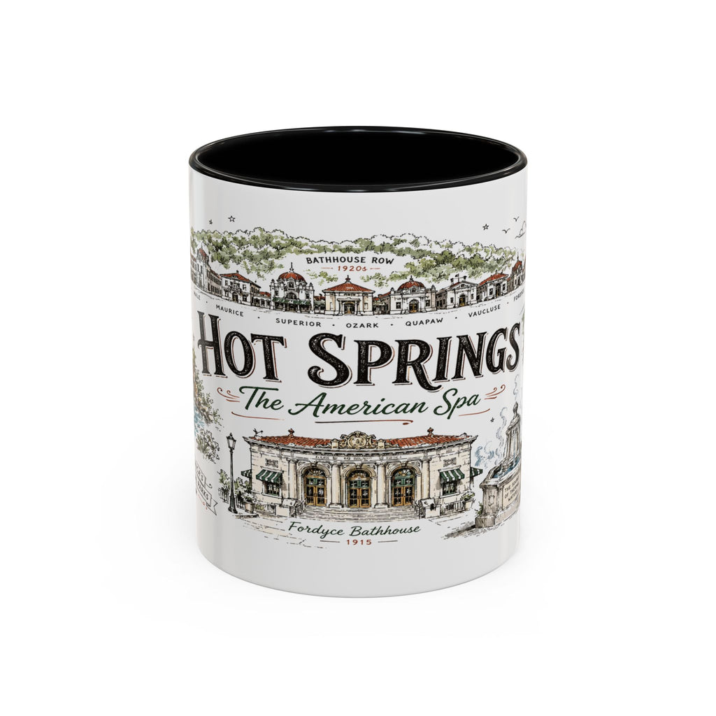 Hot Springs National Park Coffee Mug | Arkansas Thermal Spring Spa Gift | Accent Color Ceramic 11oz 15oz