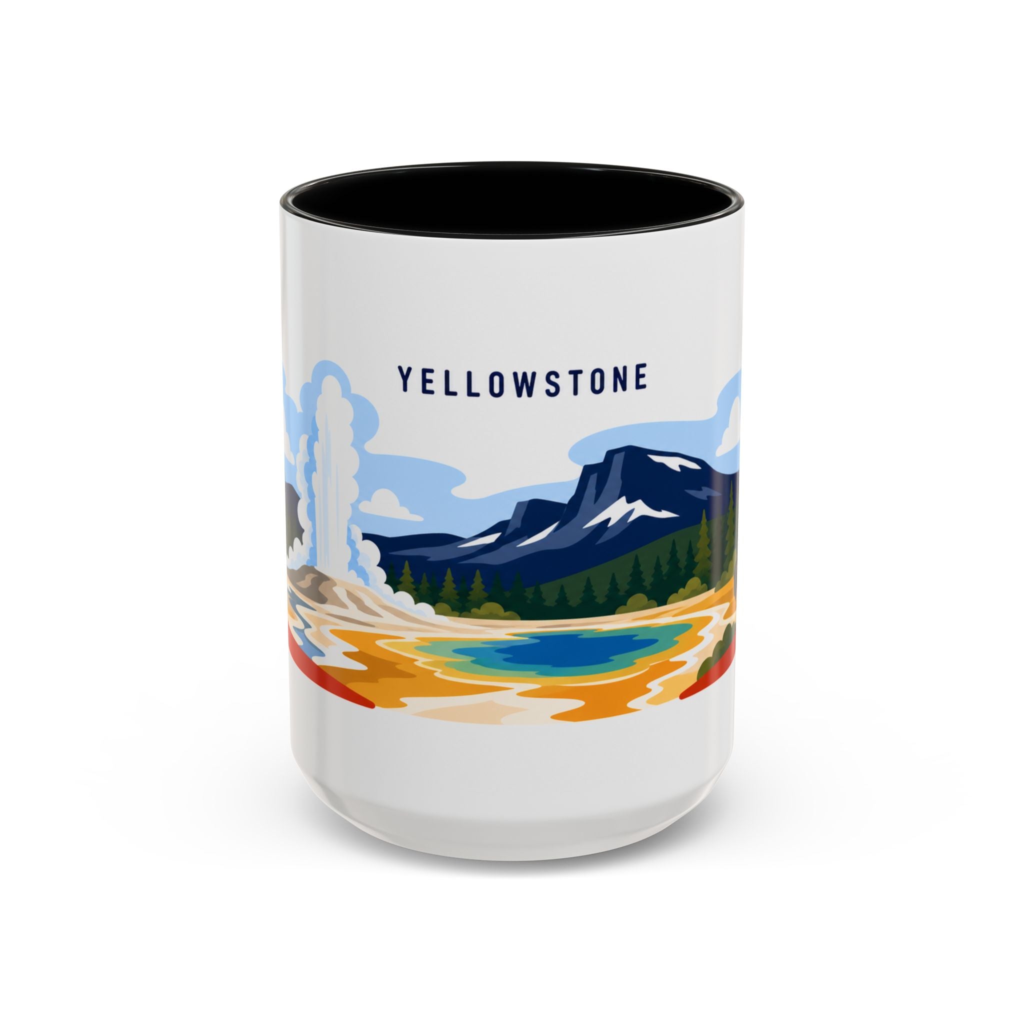 Yellowstone Coffee Mug | Travel Destination Souvenir Gift | Accent Color Ceramic 11oz 15oz