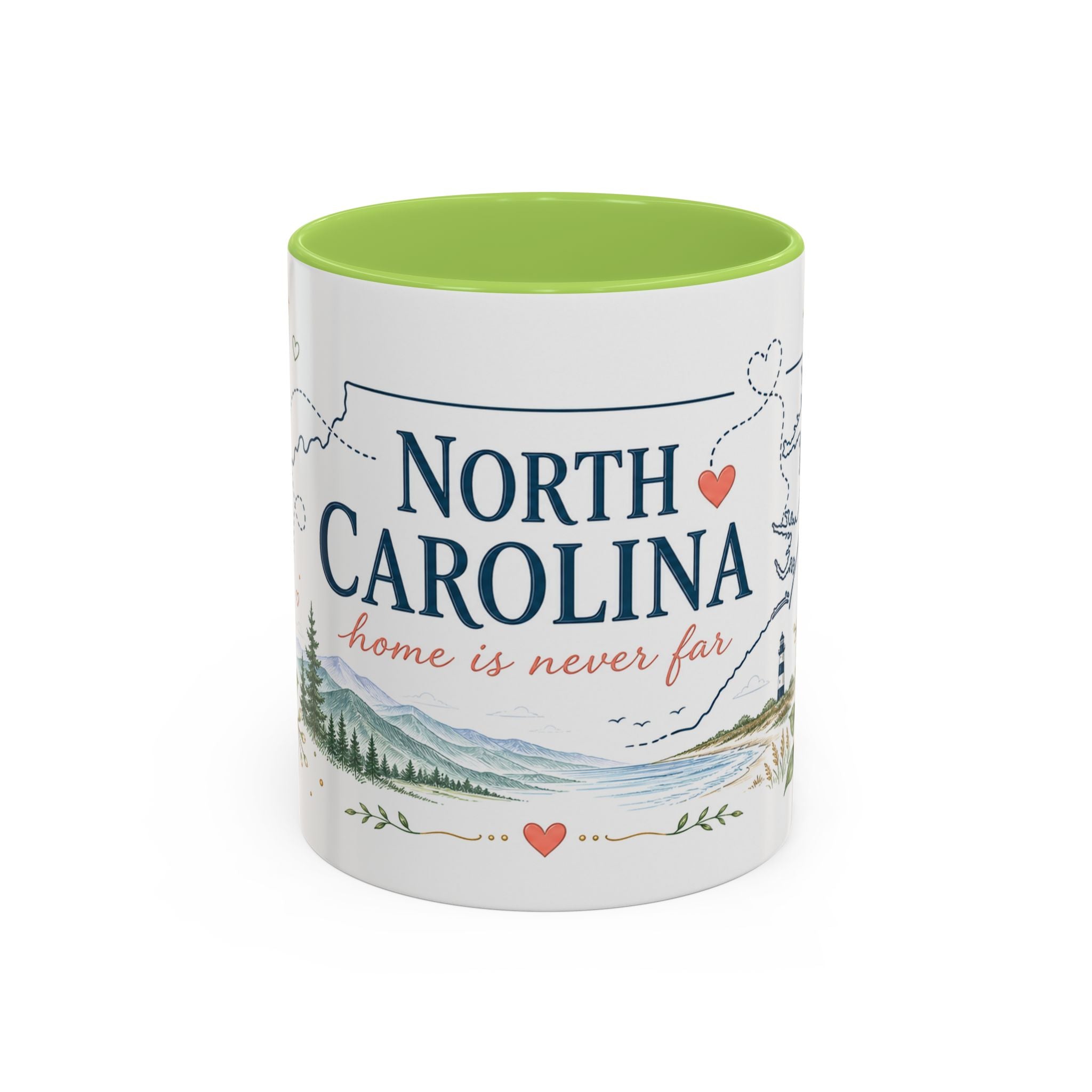 North Carolina State Map Mug | Moving Away, Homesick Gift | Botanical Accent Coffee Cup