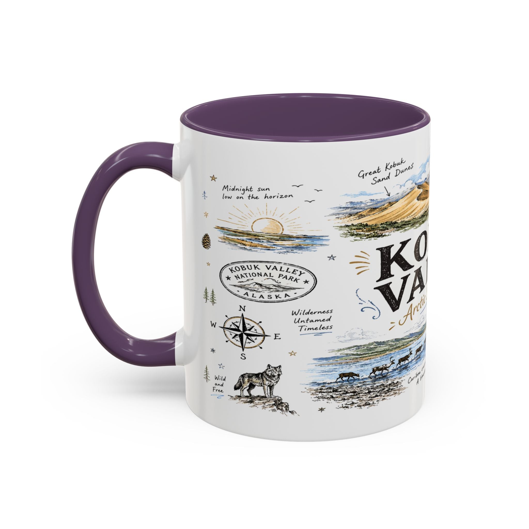 Kobuk Valley National Park Coffee Mug | Alaska Arctic Sand Dunes Gift | Accent Color Ceramic 11oz 15oz