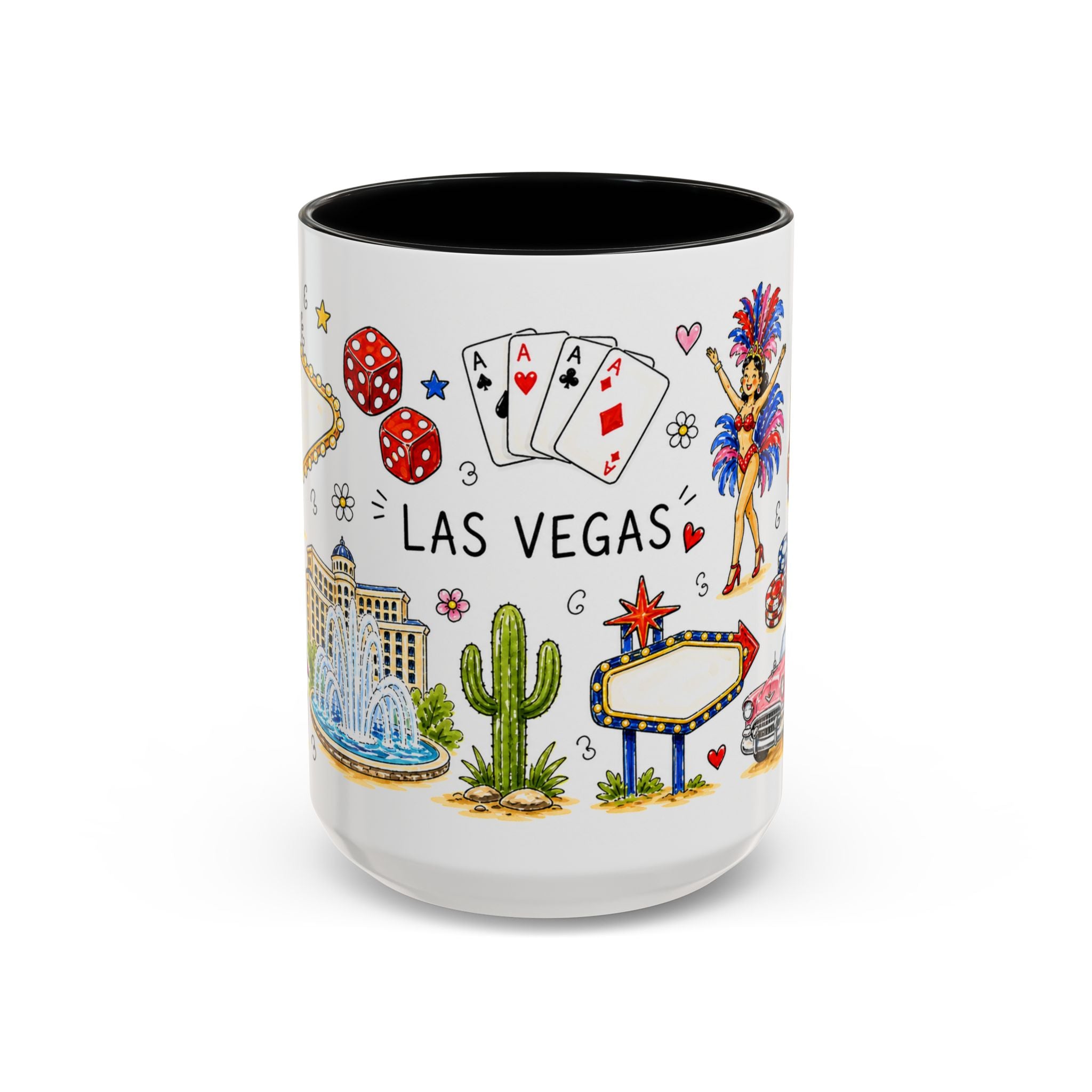 Las Vegas Illustrated Travel Mug | City Souvenir Accent Coffee Mug | 11oz 15oz Ceramic Cup