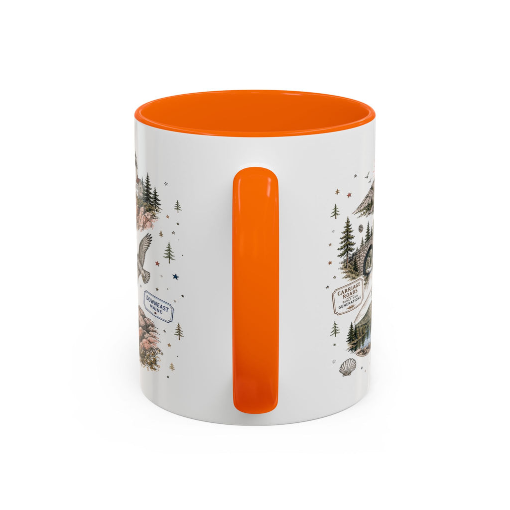 Acadia Coffee Mug | National Park Hiking Coastal Gift | Accent Color Ceramic 11oz 15oz