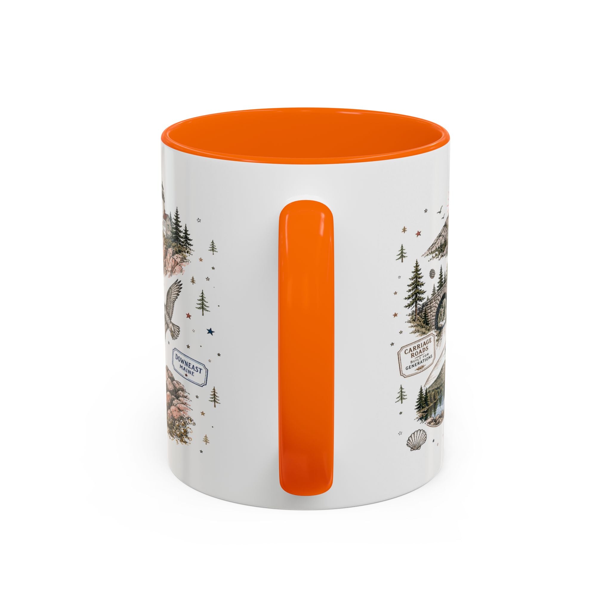 Acadia Coffee Mug | National Park Hiking Coastal Gift | Accent Color Ceramic 11oz 15oz