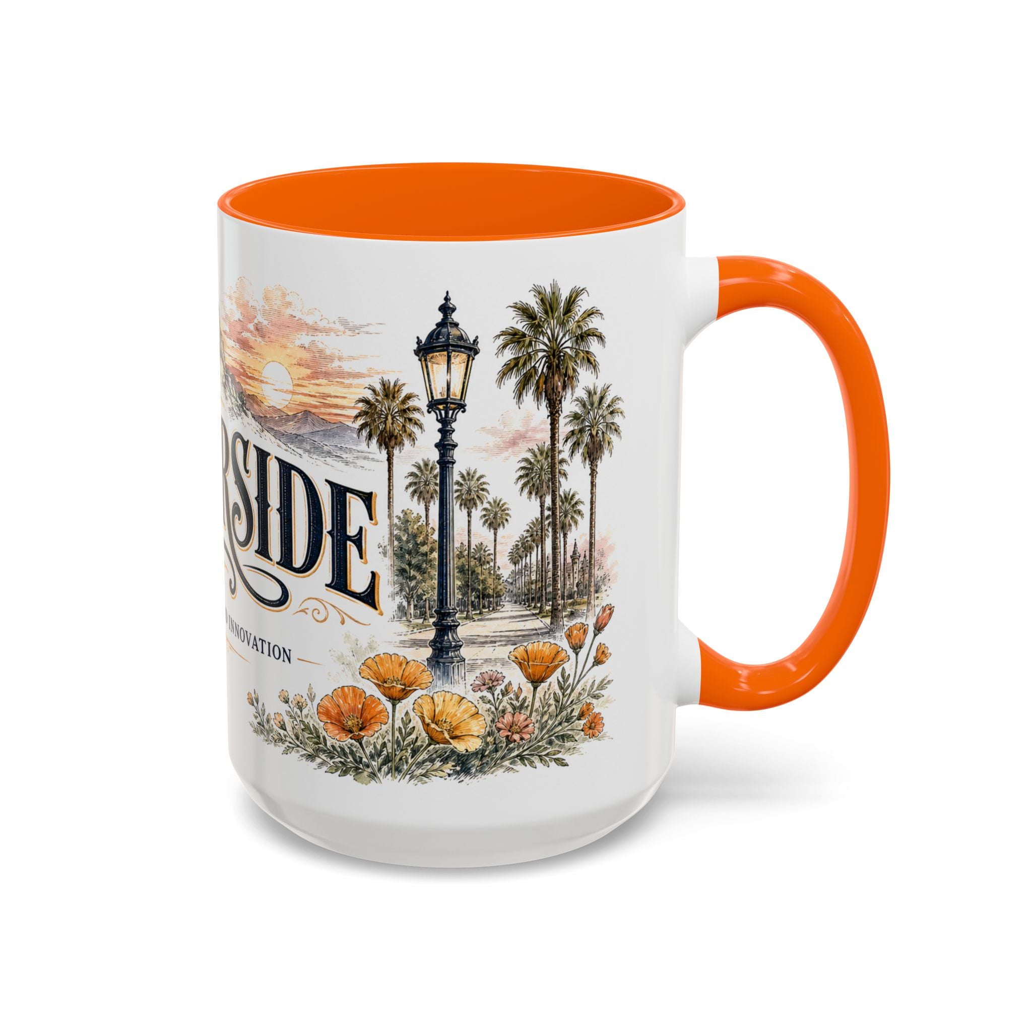Riverside Coffee Mug | United States Travel Souvenir | Vintage Illustrated City Gift | 11 oz 15 oz Accent Mug