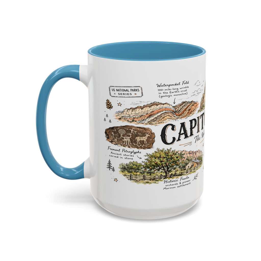 Capitol Reef National Park Coffee Mug | Utah Sandstone Canyon Hiking Gift | Accent Color Ceramic 11oz 15oz