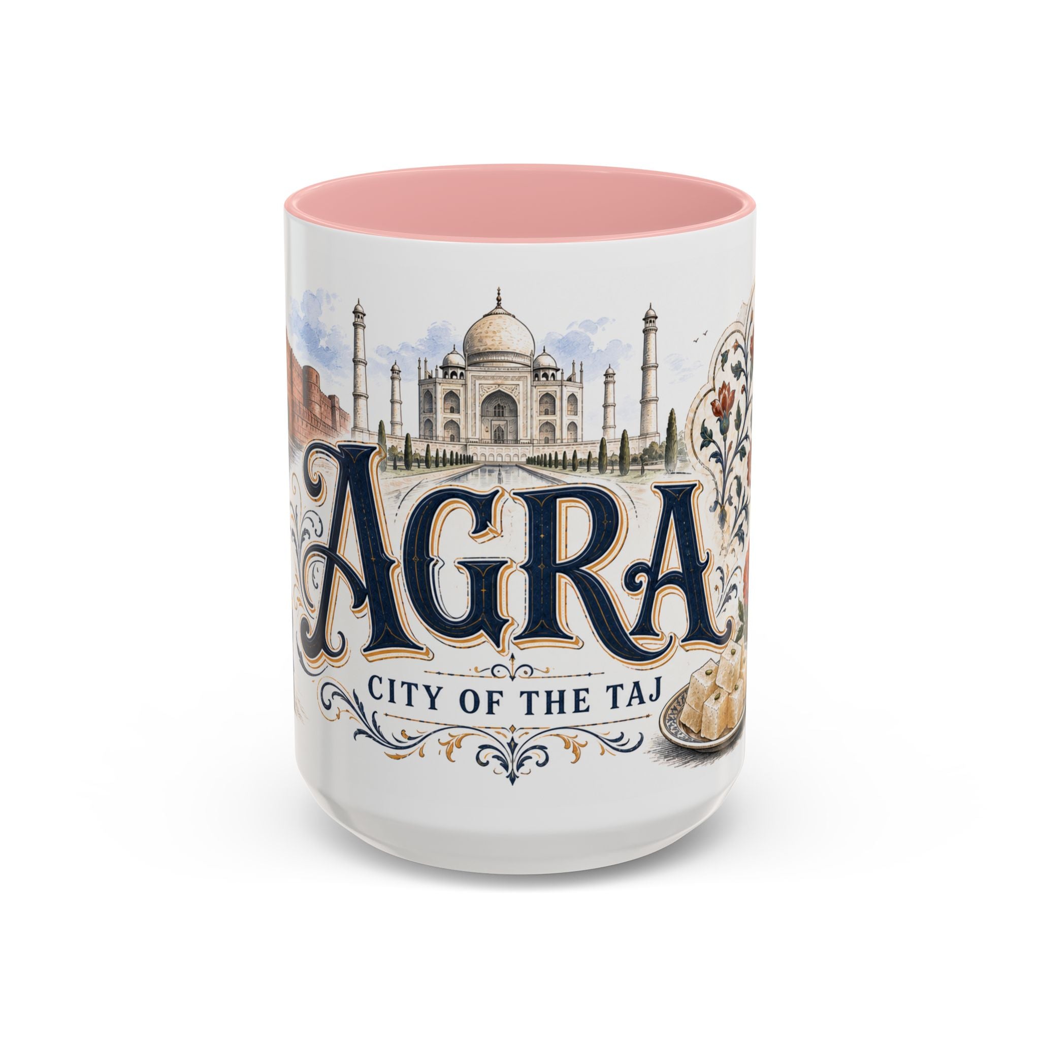Agra Coffee Mug | India Travel Souvenir | Vintage Illustrated City Gift | 11 oz 15 oz Accent Mug