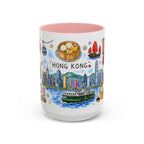 Hong Kong Illustrated Travel Mug | City Souvenir Accent Coffee Mug | 11oz 15oz Ceramic Cup