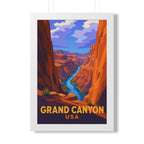 Grand Canyon United States Framed Poster | Vintage Travel Wall Art | Black Walnut White Frame | 16x24 20x30
