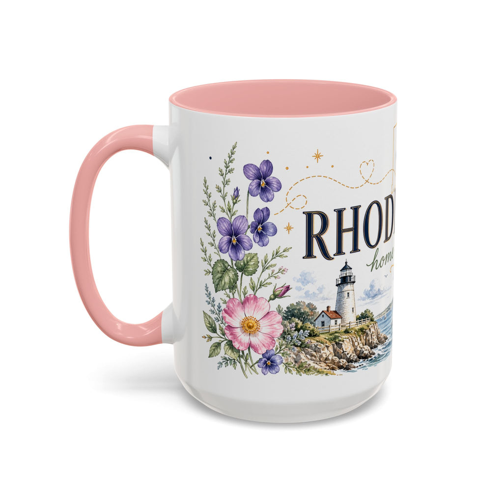 Rhode Island State Map Mug | Botanical Seaside Accent Cup (11oz or 15oz)