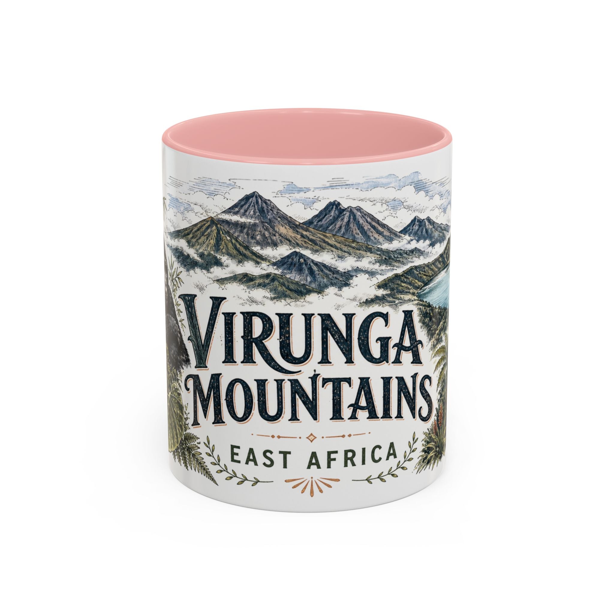 Virunga Mountains Mug, East Africa Travel Souvenir, Bucket List Gift, Accent Ceramic Coffee Mug 11oz 15oz