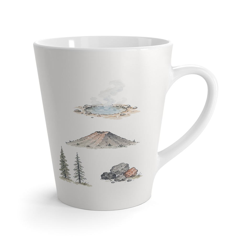 Lassen Volcanic National Park Latte Mug | Pastel Watercolor Nature Coffee Cup | 12 oz Travel Souvenir Gift