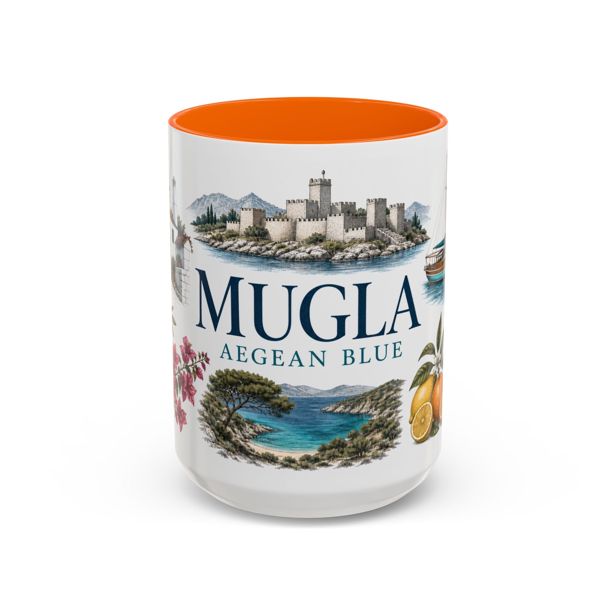 Mugla Coffee Mug | Turkey Travel Souvenir | Vintage Illustrated City Gift | 11 oz 15 oz Accent Mug