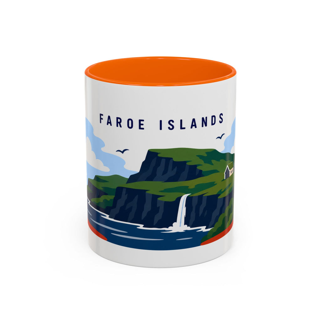Faroe Islands Coffee Mug | Travel Destination Souvenir Gift | Accent Color Ceramic 11oz 15oz