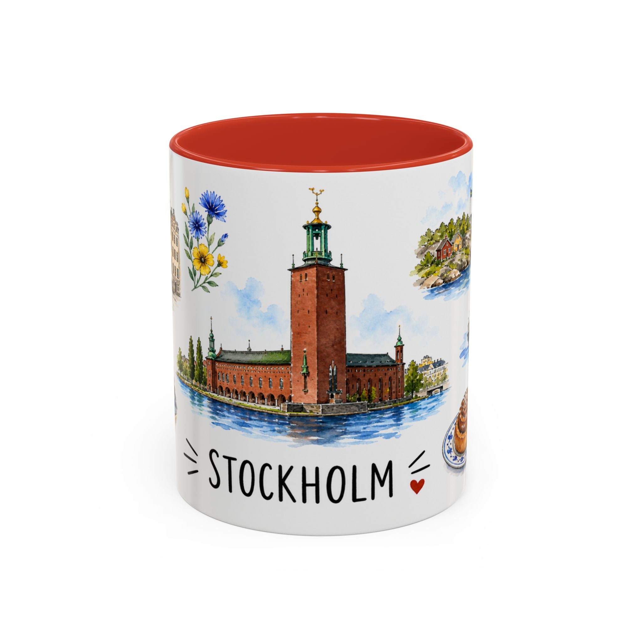 Stockholm Illustrated Travel Mug | City Souvenir Accent Coffee Mug | 11oz 15oz Ceramic Cup