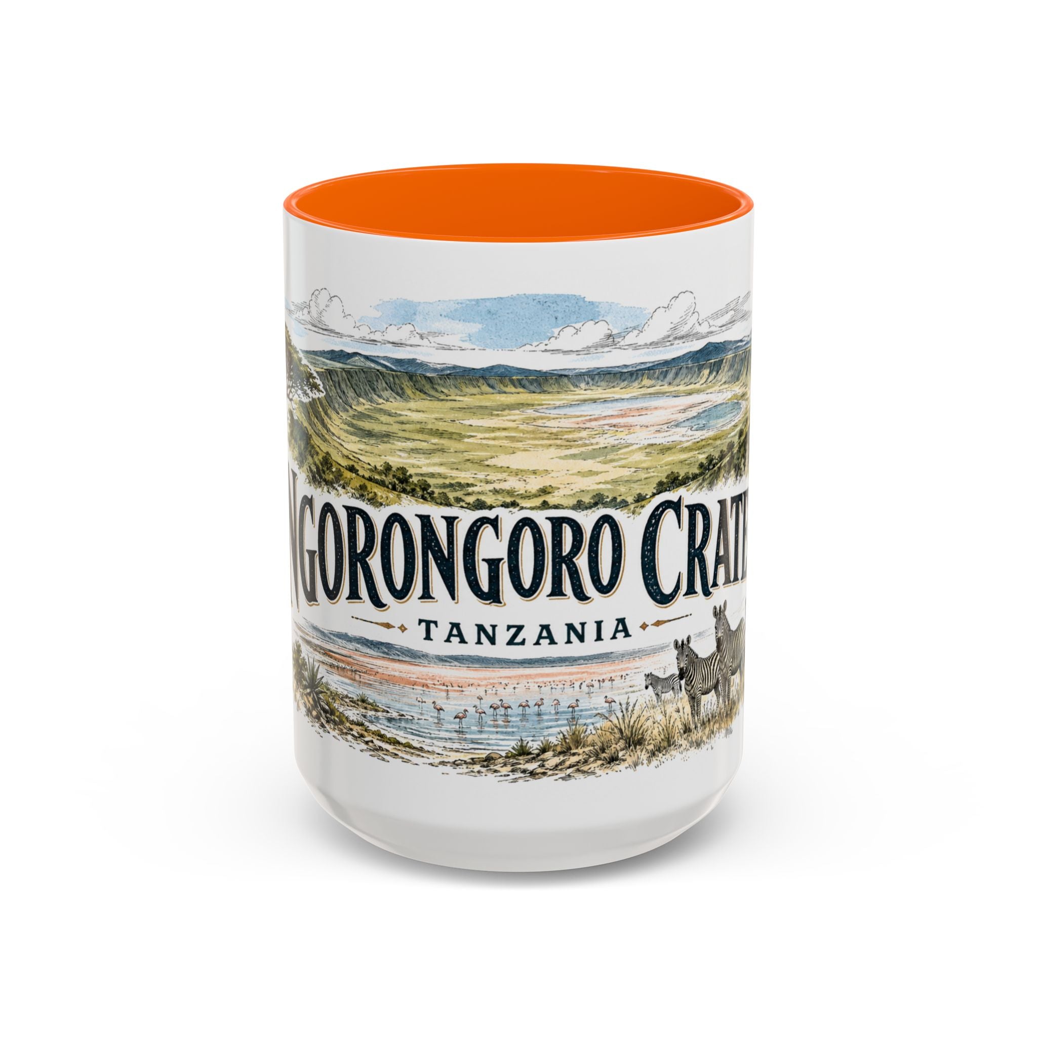 Ngorongoro Crater Mug, Tanzania Travel Souvenir, Bucket List Gift, Accent Ceramic Coffee Mug 11oz 15oz