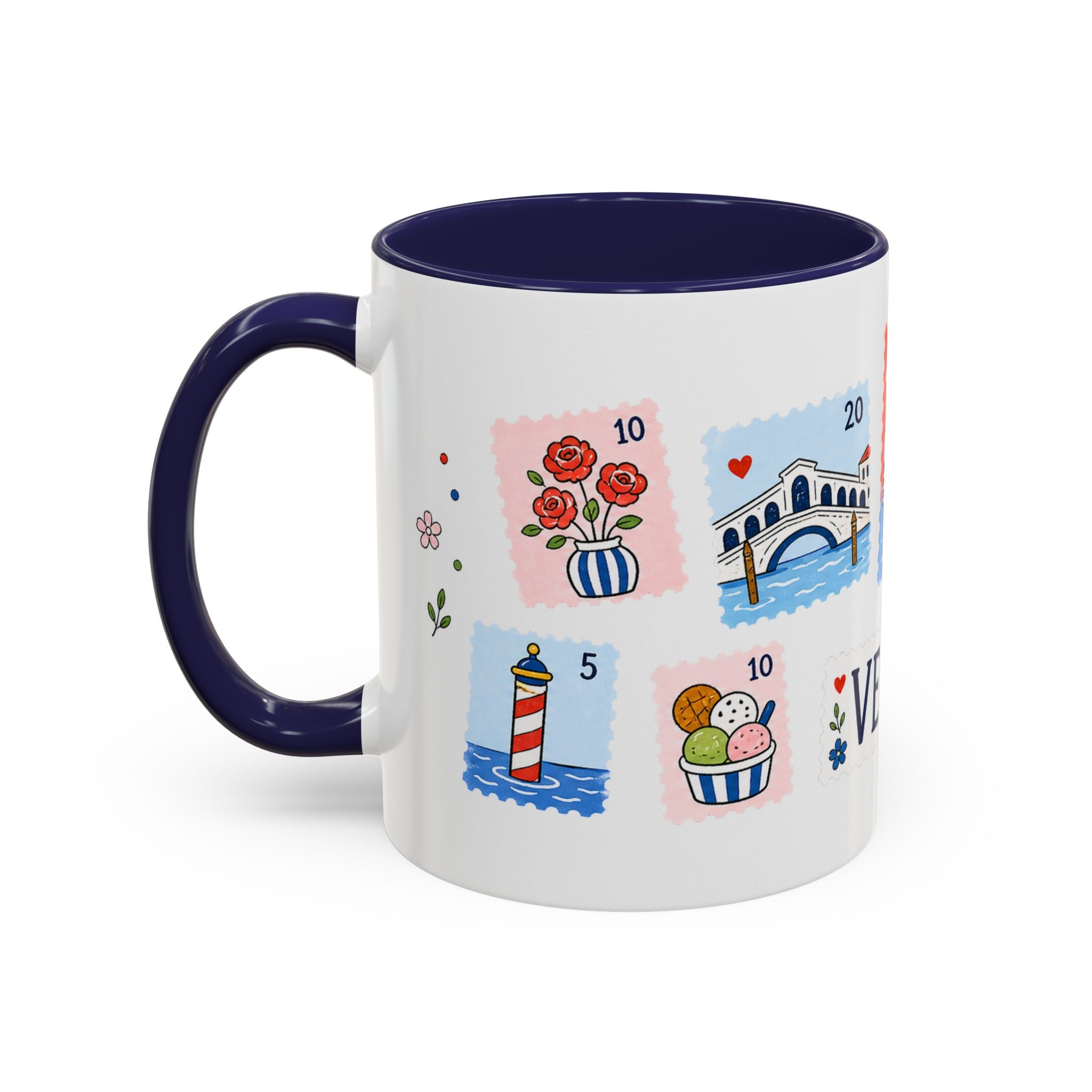 Venice Coffee Mug | Postage Stamp Collage Mug | Travel Souvenir Accent Cup 11oz 15oz