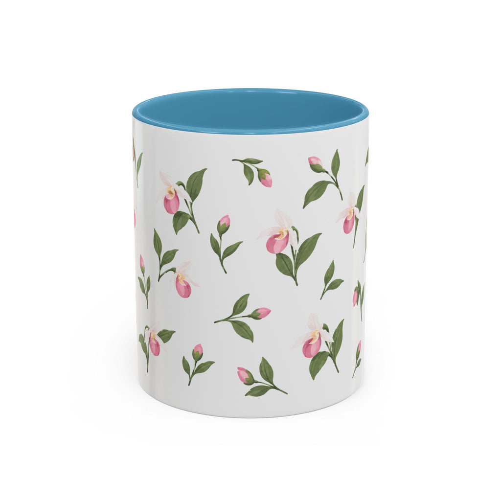 Minnesota Pink and White Lady Slipper Mug, State Flower Floral Coffee Cup, 11oz Botanical Gift