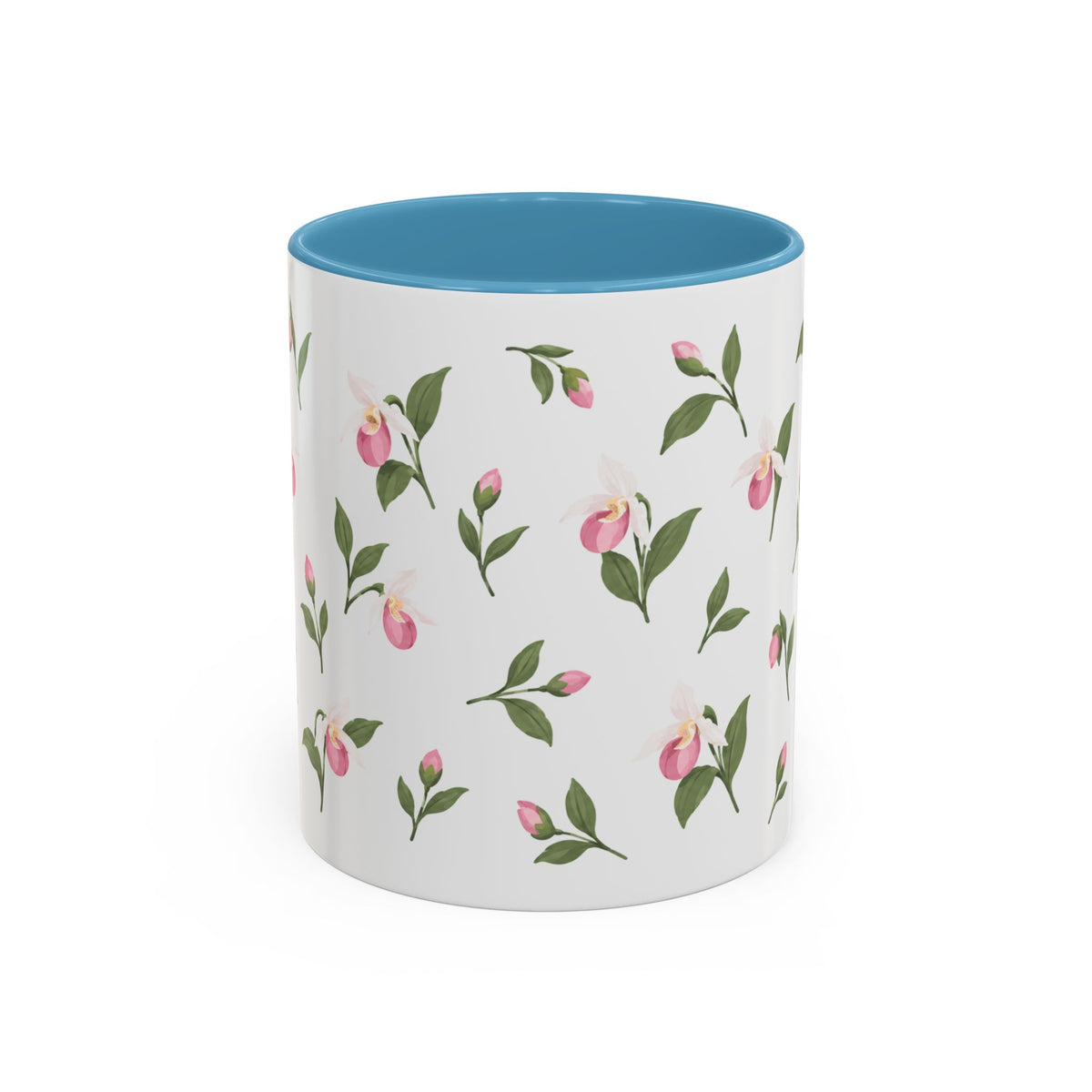 Minnesota Pink and White Lady Slipper Mug, State Flower Floral Coffee Cup, 11oz Botanical Gift