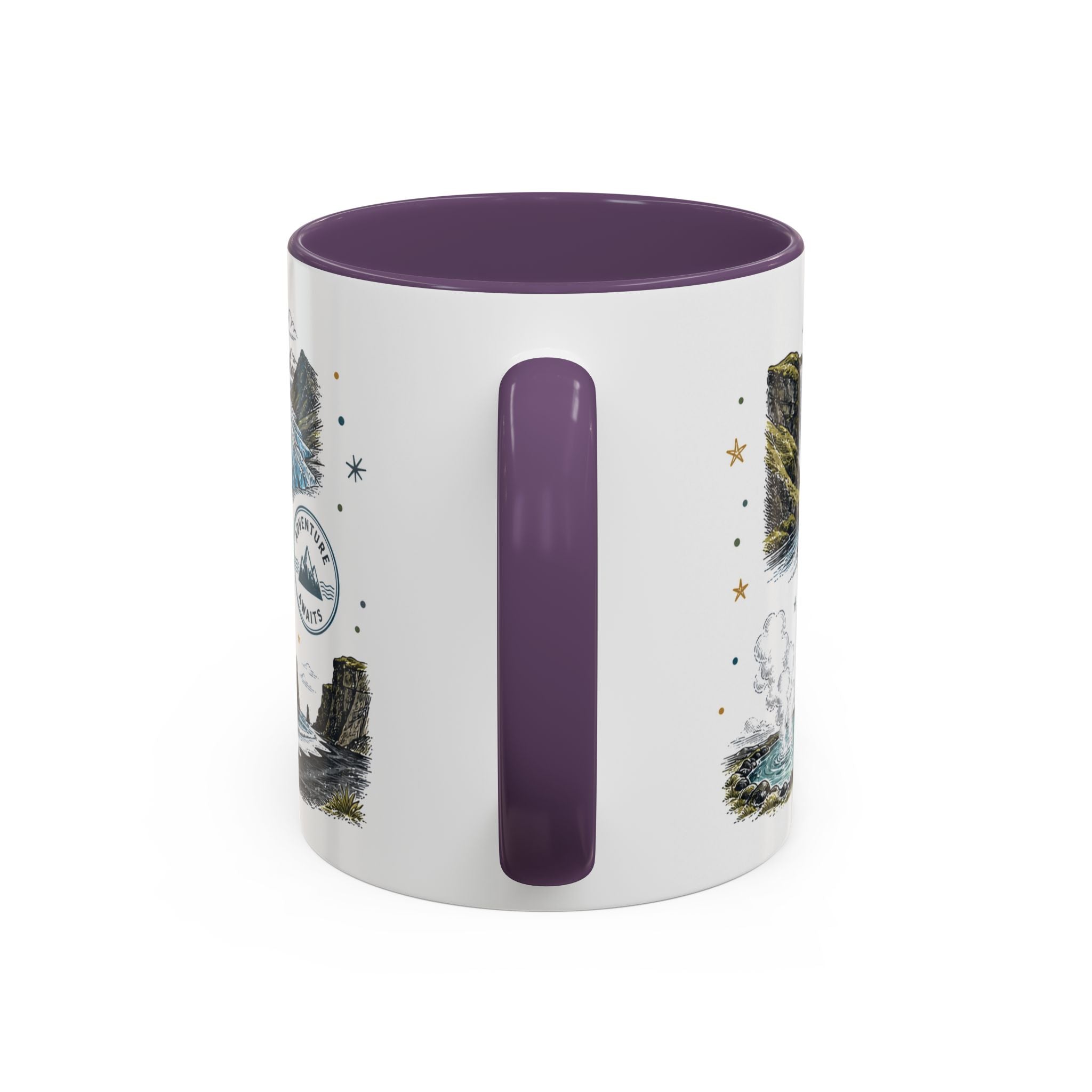 Iceland Ring Road Coffee Mug | Travel Destination Souvenir Gift | Accent Color Ceramic 11oz 15oz