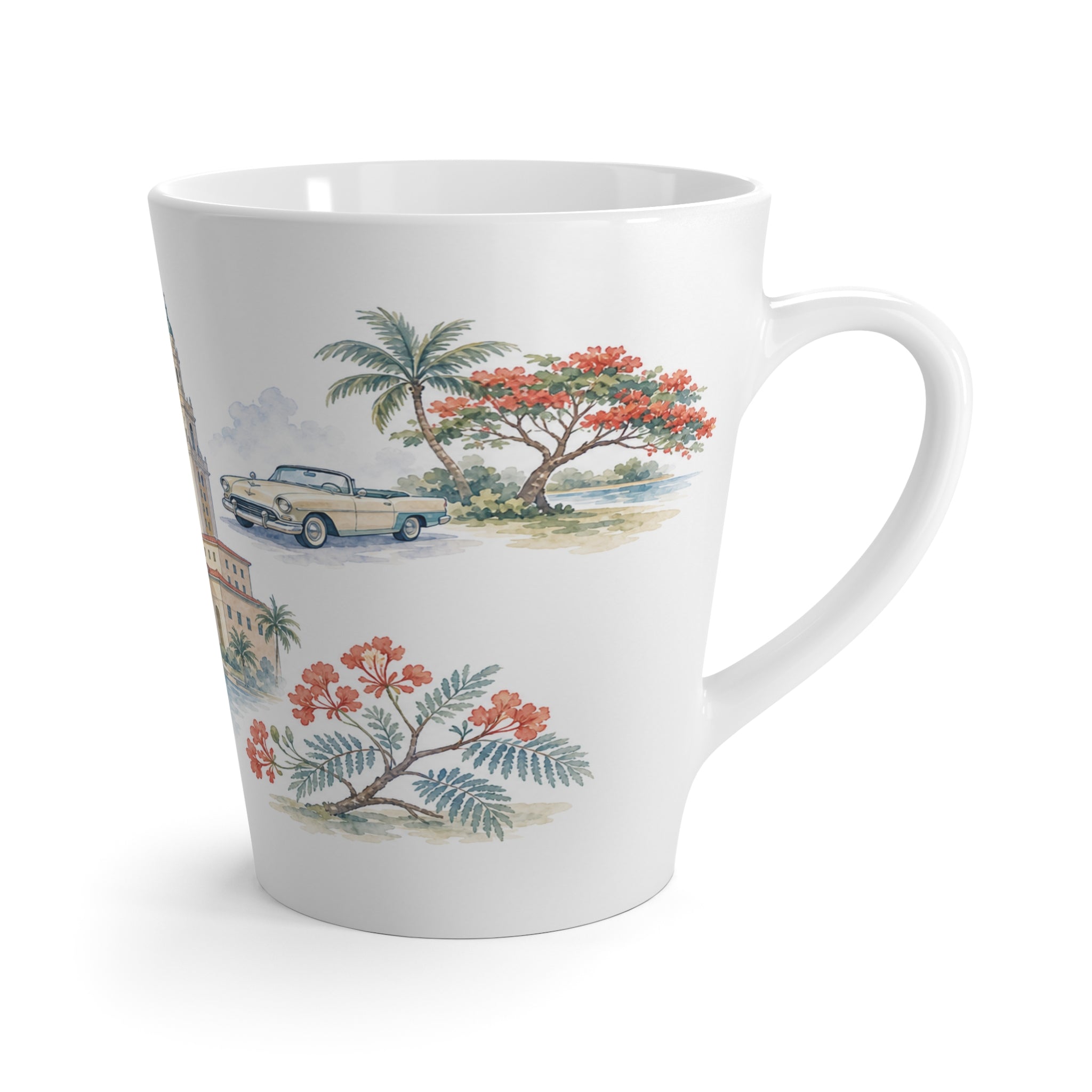 Miami Latte Mug | Watercolor City Travel Mug | 12 oz Ceramic Souvenir Gift