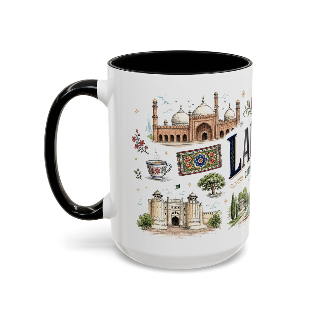 Lahore Coffee Mug | Pakistan Souvenir Travel Gift | Accent Color Ceramic 11oz 15oz