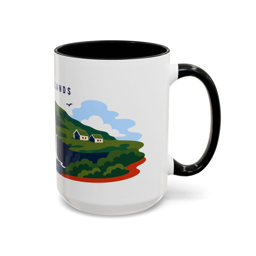 Faroe Islands Coffee Mug | Travel Destination Souvenir Gift | Accent Color Ceramic 11oz 15oz
