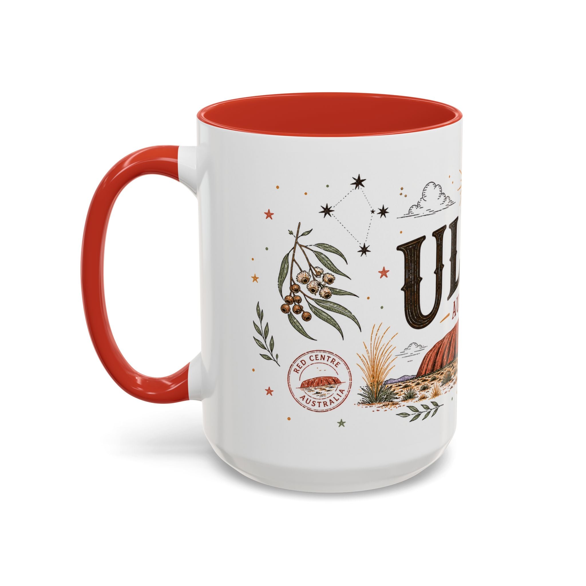 Uluru Coffee Mug | Travel Destination Souvenir Gift | Accent Color Ceramic 11oz 15oz