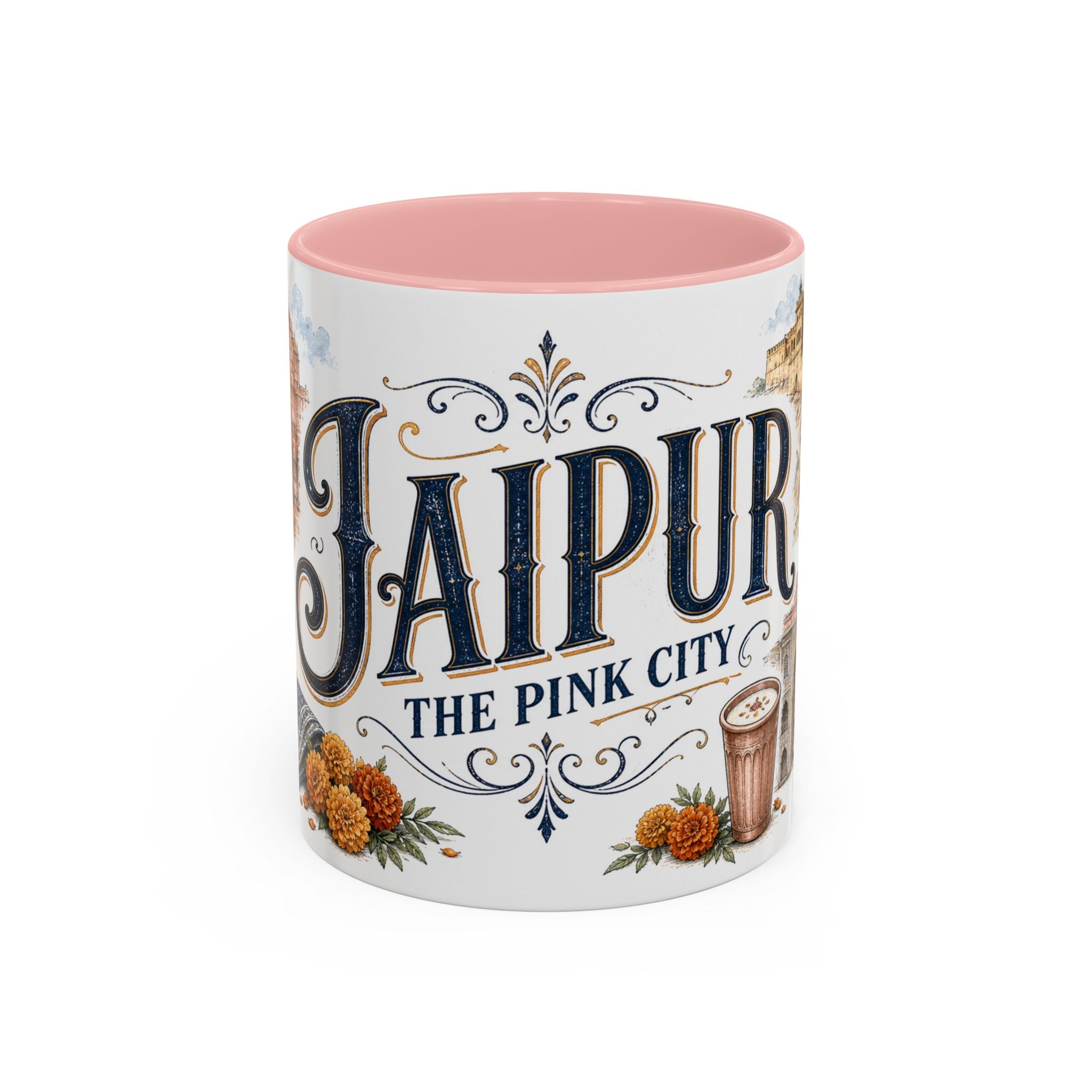 Jaipur Coffee Mug | India Travel Souvenir | Vintage Illustrated City Gift | 11 oz 15 oz Accent Mug