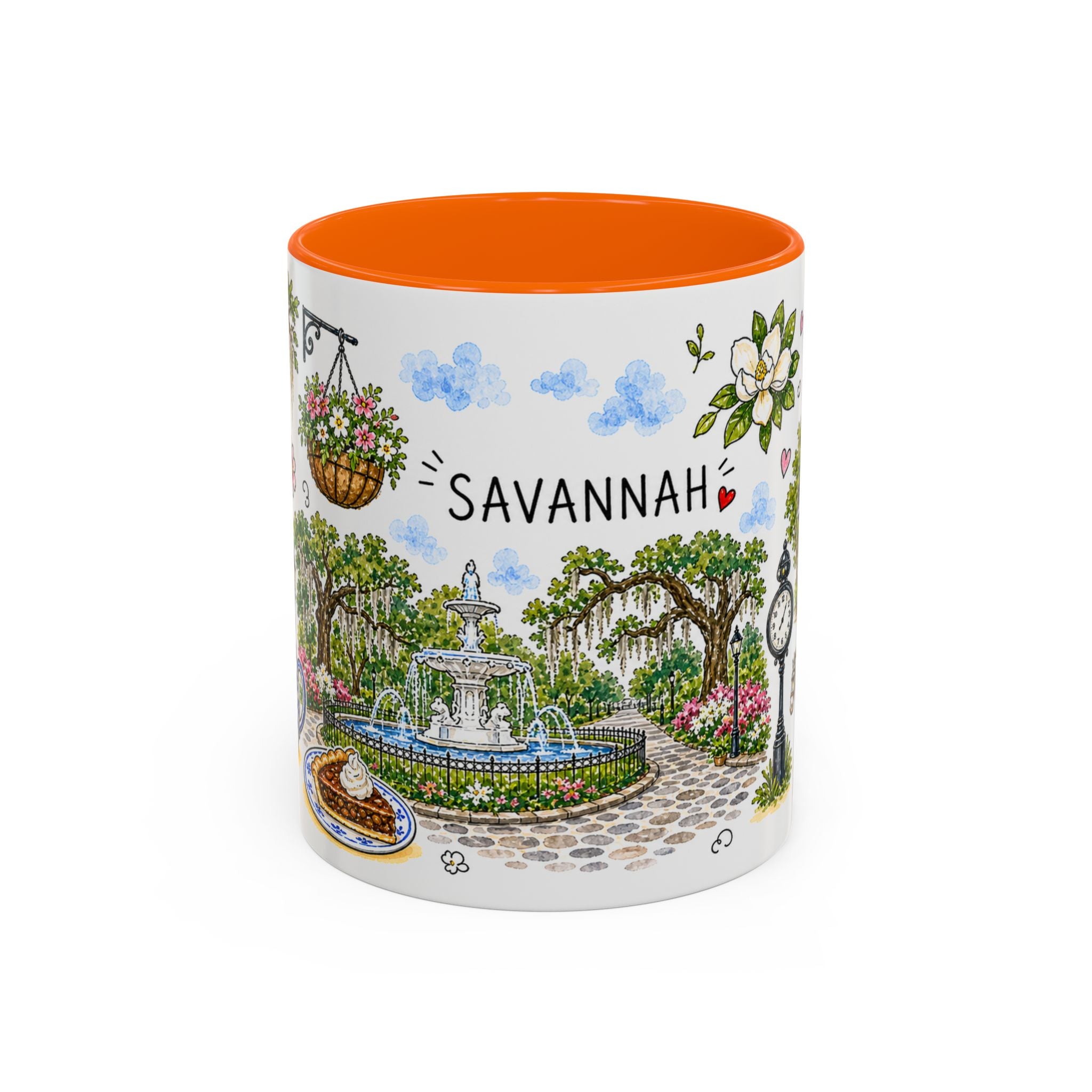 Savannah Illustrated Travel Mug | City Souvenir Accent Coffee Mug | 11oz 15oz Ceramic Cup