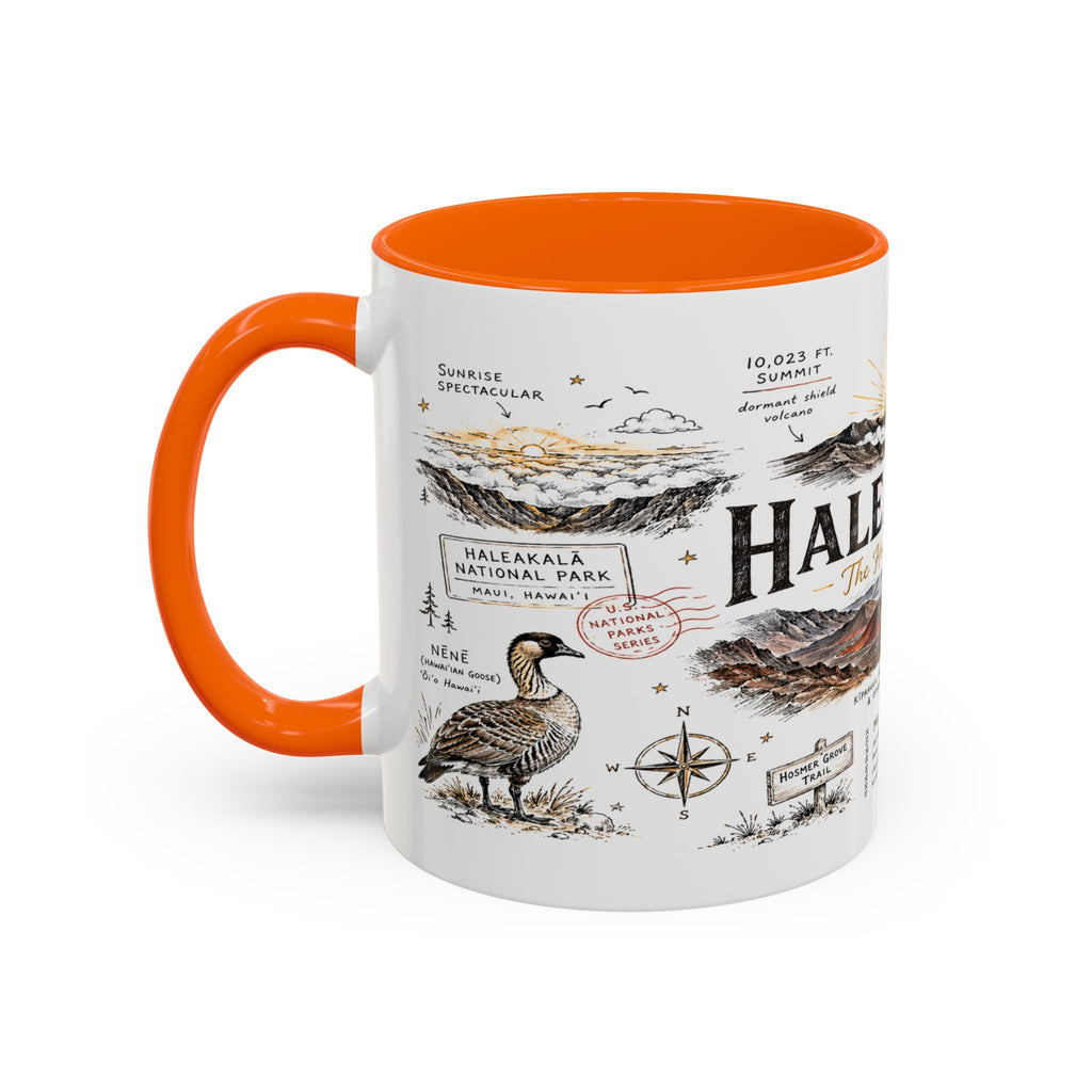 Haleakala National Park Coffee Mug | Hawaii Maui Sunrise Crater Gift | Accent Color Ceramic 11oz 15oz